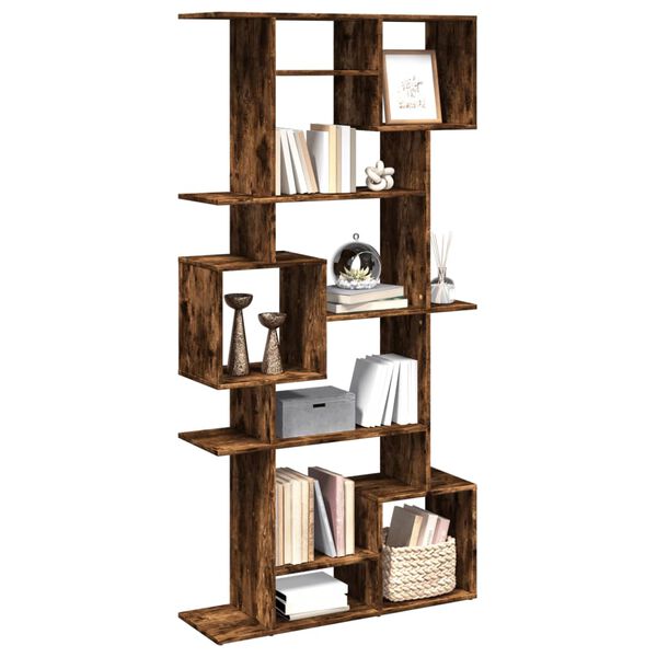 vidaXL Book Cabinet Smoked Oak Engineered Wood Large Book Cabinet