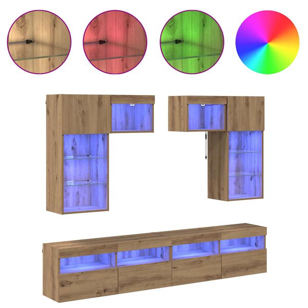vidaXL TV Wall Units 6 pcs Old Wood 39.37 x 11.81 x 15.75 in
