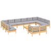vidaXL Garden Lounge Set Grey Solid pinewood, fabric (100% polyester)