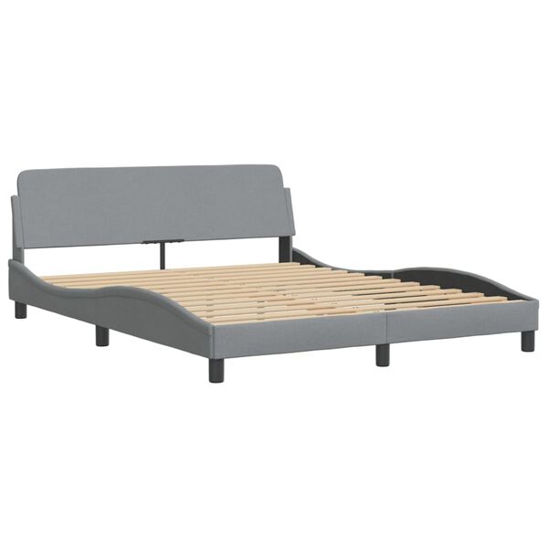 vidaXL Bed Frame without Mattress "Hvar" Light Gray 59.8"x79.9" Fabric