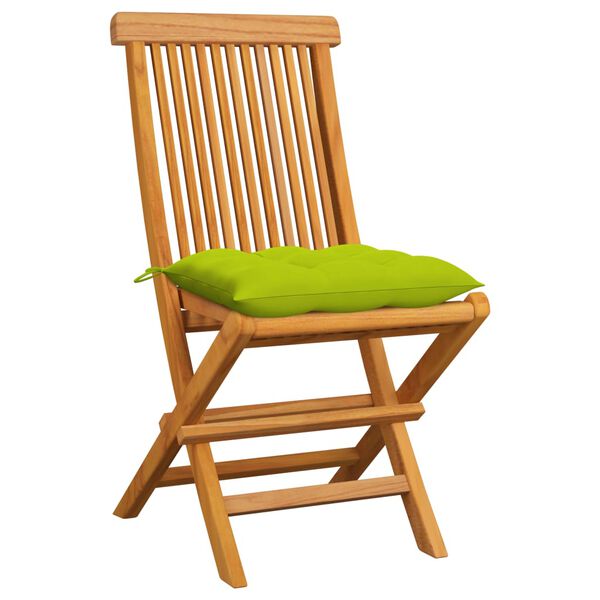 vidaXL Patio Chair Set of 6 Natural teak, Bright green