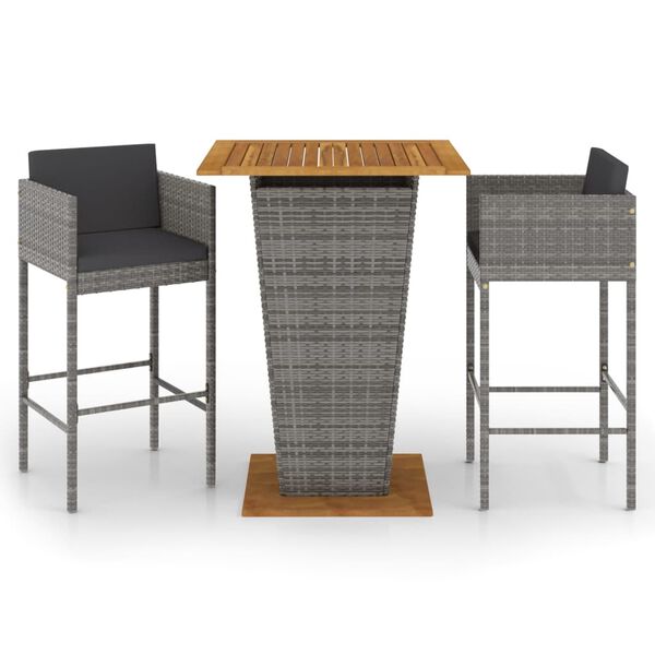 vidaXL Garden Bar Set Grey, Dark Grey
