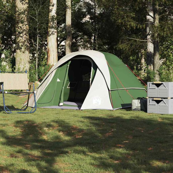 vidaXL Camping Tent Cabin 4-Person Green Waterproof