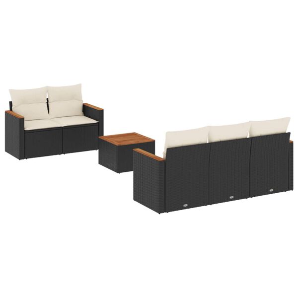 vidaXL Garden Sofa Set Black, Cream White