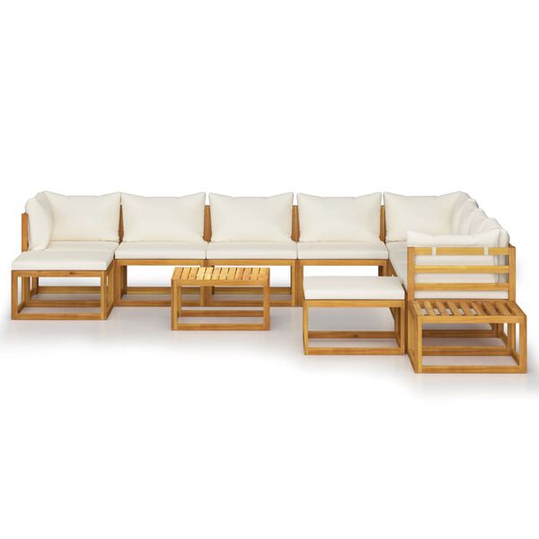 vidaXL Garden Lounge Set Cream Solid Acacia Wood, Polyester Large