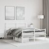 vidaXL Bed Frame White Powder-Coated Steel 55x78.7 in Bed Frame