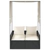 vidaXL Double Sun Lounger Black and Cream White
