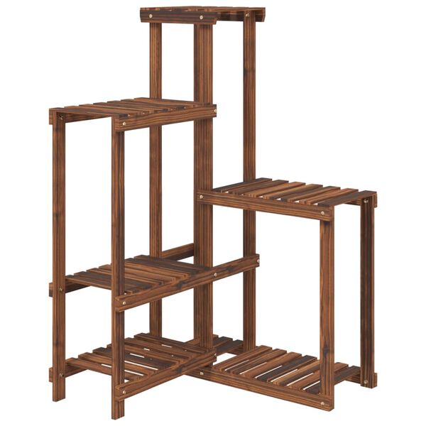 vidaXL Flower Stand Carbonized brown Carbonized solid fir wood