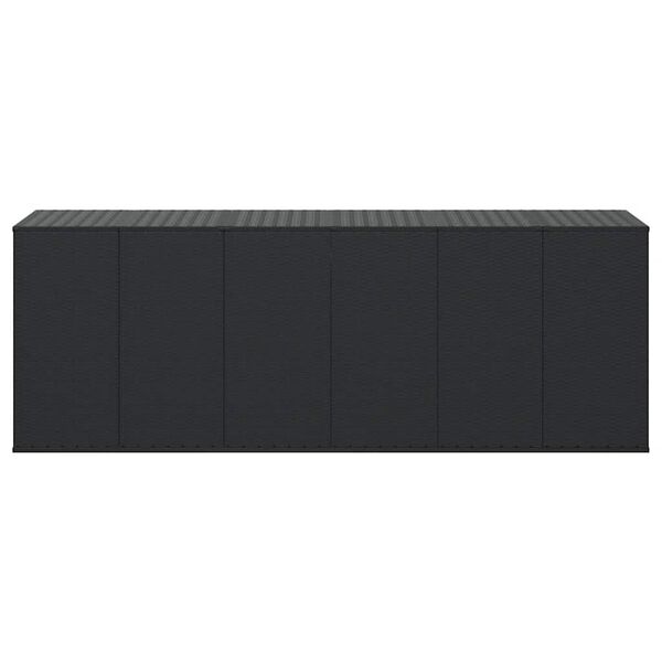 vidaXL Cushion Box Black PE Rattan, Powder-Coated Steel Large