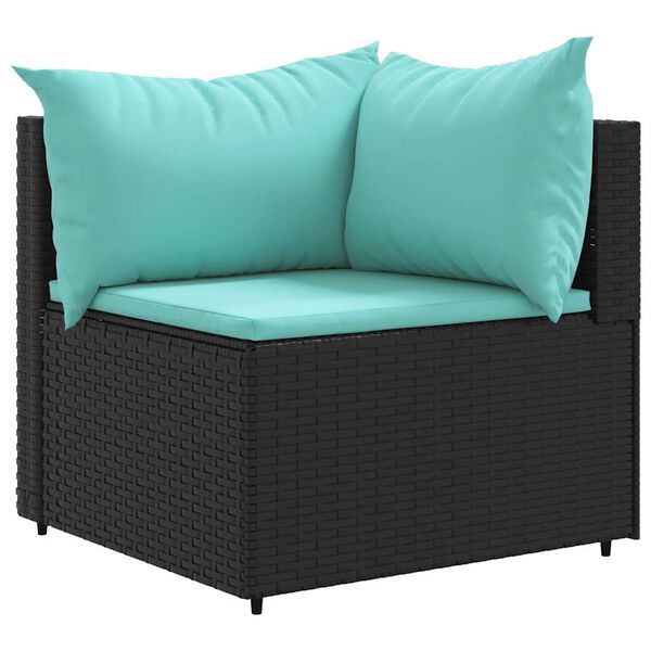 vidaXL Patio Lounge Set Black PE rattan, powder-coated steel, tempered glass