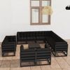 vidaXL Garden Lounge Set Black Solid pine wood, fabric (100% polyester)