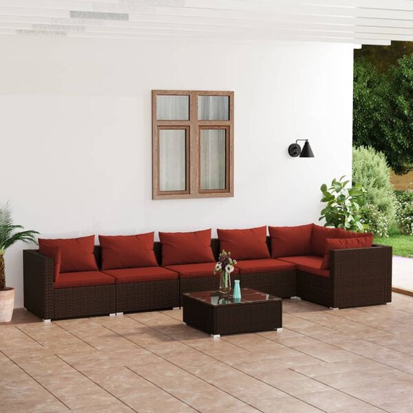 vidaXL Garden Lounge Set Brown and Cinnamon Red