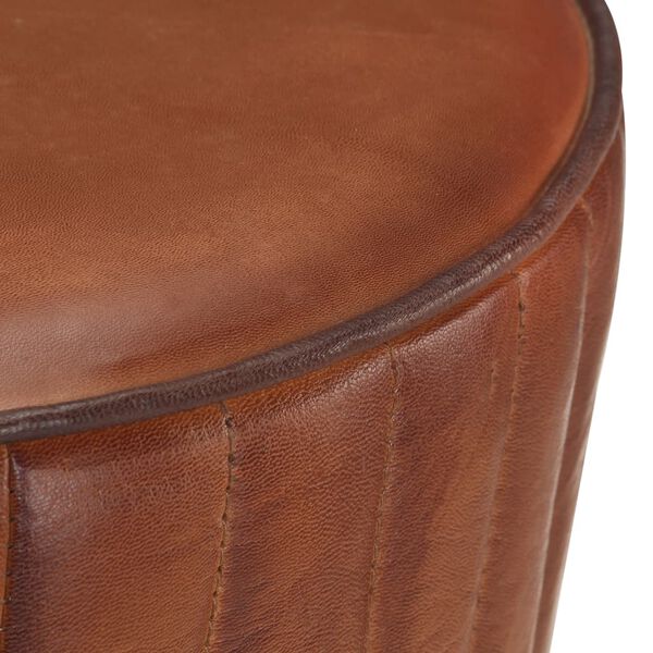 vidaXL Bar Stool Brown Real leather, Powder-coated steel Standard