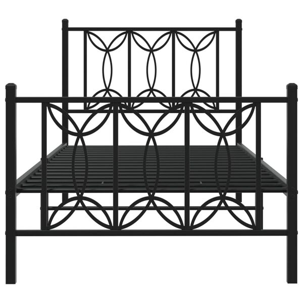 vidaXL Bed Frame Black Steel Single Bed Frame Rectangular Modern