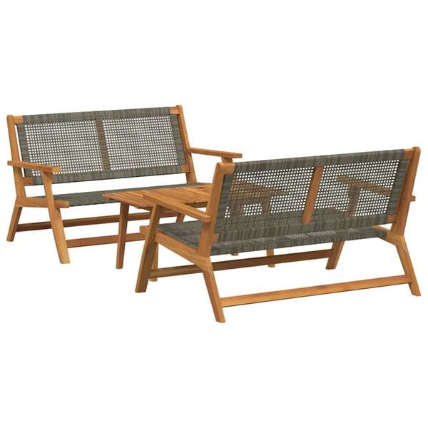 vidaXL Garden Chairs with Table 3 pcs Gray 35.4" x 17.7" x 15.7