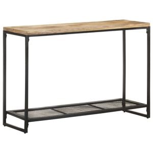 vidaXL Console Table Natural Wood, Black Solid Mango Wood, Iron