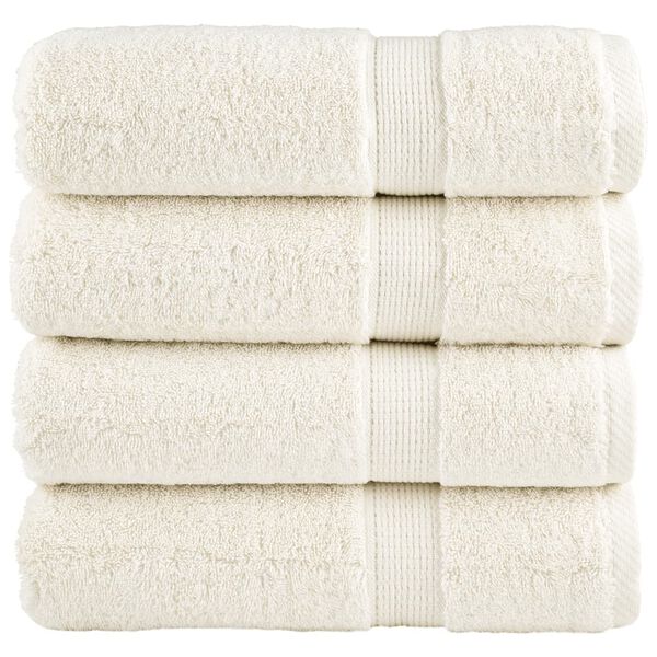 vidaXL Bath Towel Set of 4 Cream 100% Cotton 39.4 x 59.1 in Bath Towel