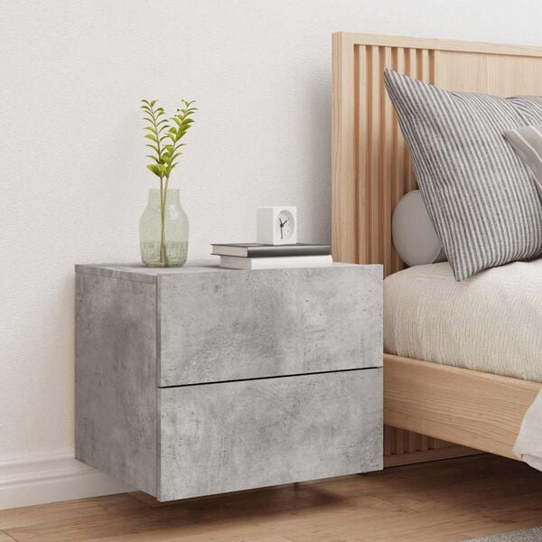 vidaXL Wall-mounted Nightstand Concrete gray Engineered wood Medium