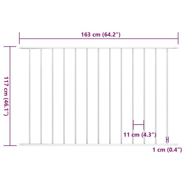 vidaXL Fence Panel Powder-coated Steel 5.4 ft x 4.1 ft White