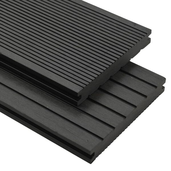 vidaXL WPC Solid Decking Boards with Accessories 65.6 '&sup2; 7.2 ' Black (10x45008)