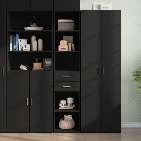 vidaXL Highboard Black Engineered wood Tall Highboard Rectangular