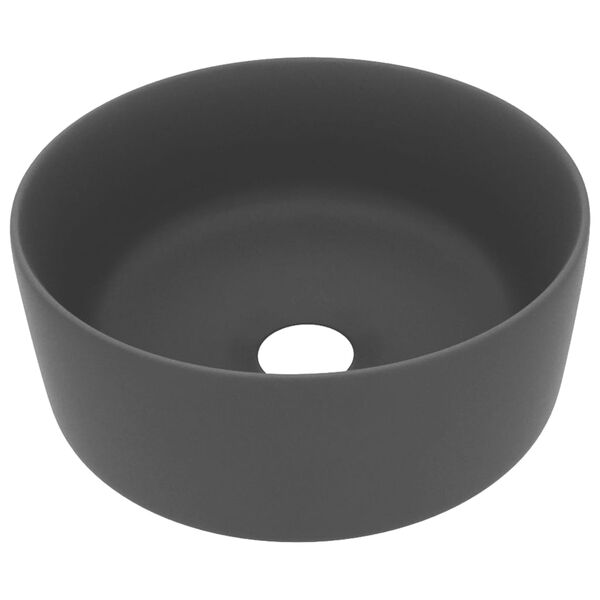 vidaXL Luxury Wash Basin Round Matt Dark Grey 15.7x5.9" Ceramic