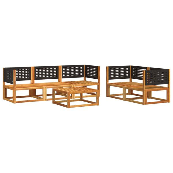 vidaXL Garden Sofa Set Black Solid acacia wood 6 Piece Modular