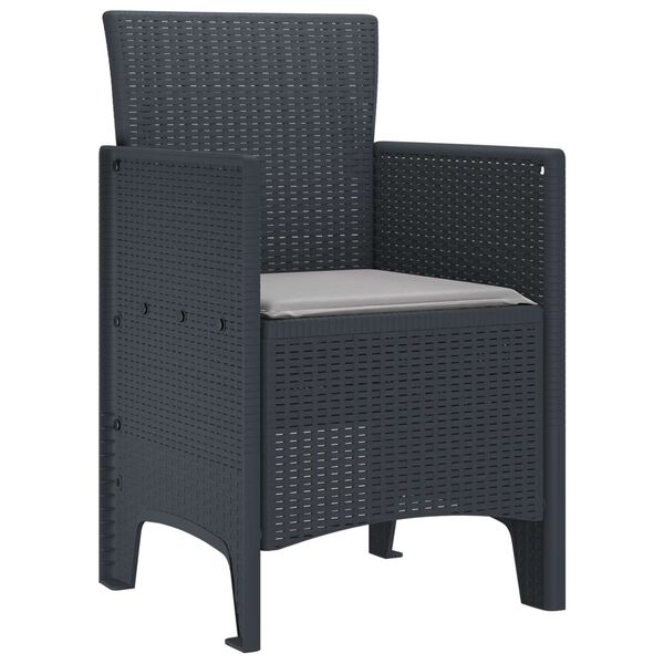 vidaXL Garden Chair 2 pcs Anthracite 20.87 x 19.29 x 33.46 in