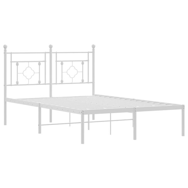 vidaXL Bed Frame White Powder-Coated Steel Full Bed Frame Rectangular