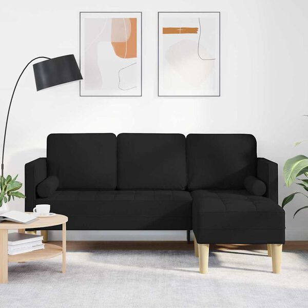 vidaXL Sofa Set with Cushion Black 68.11 x 51.57 x 26.38 in Polyester