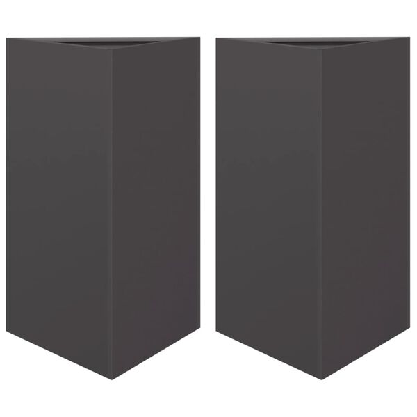 vidaXL Garden Planter Set of 2 Black Steel Medium Garden Planter