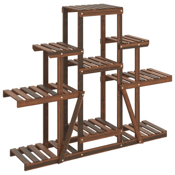 vidaXL Flower Stand Carbonized brown Solid wood fir Medium Flower Stand
