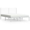 vidaXL Bed Frame White Powder-Coated Steel Full Bed Frame Rectangular
