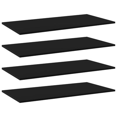 vidaXL Bookshelf Boards 4 pcs Black 31.5"x7.9"x0.6" Engineered Wood
