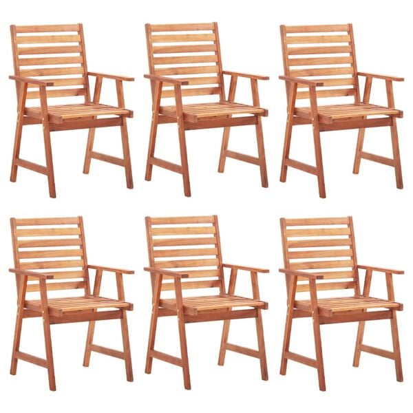 vidaXL Outdoor Chair Set of 6 Brown, Grey Solid Acacia wood, Polyester