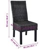 vidaXL Dining Chairs 6 pcs Black Kubu Rattan and Mango Wood
