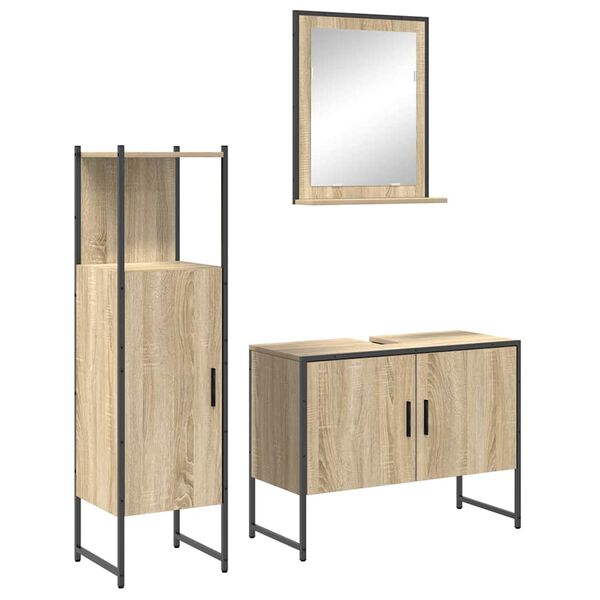 vidaXL Bathroom Furniture Set with Door 3 pcs Brown 33 x 33 x 120.5 cm