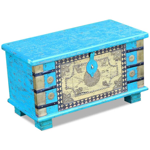 vidaXL Storage Chest Blue Mango wood 31.5 in x 15.7 in x 17.7 in