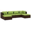 vidaXL Garden Lounge Set Brown Poly Rattan, Powder-Coated Steel, Fabric