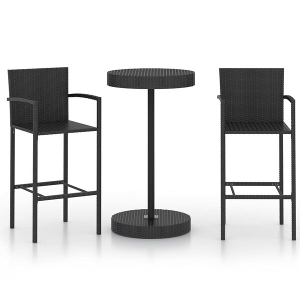 vidaXL Garden Bar Set Black PE rattan, powder-coated steel
