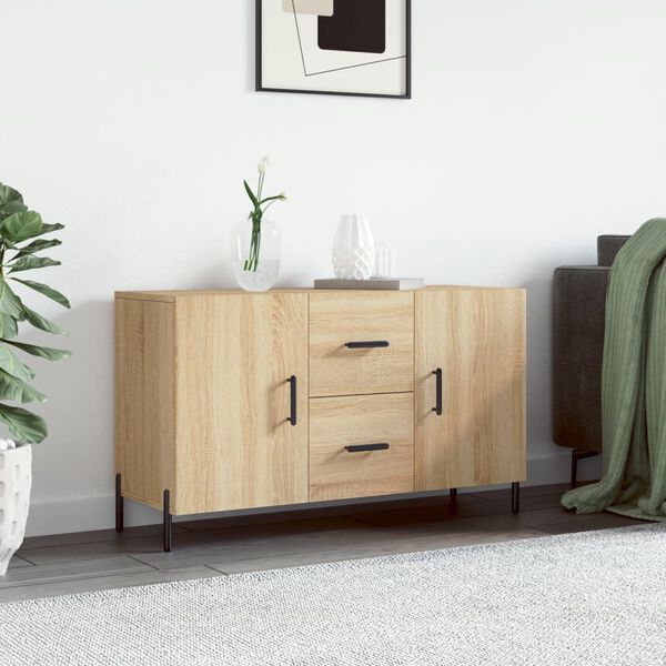 vidaXL Sideboard Sonoma oak Engineered wood, metal 39.4x14.2x23.6 in