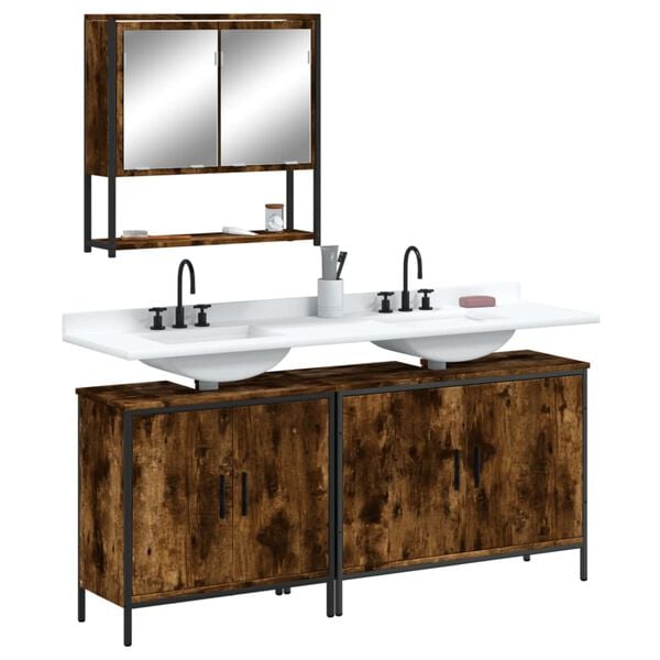 vidaXL Bathroom Furniture Set Smoked Oak
