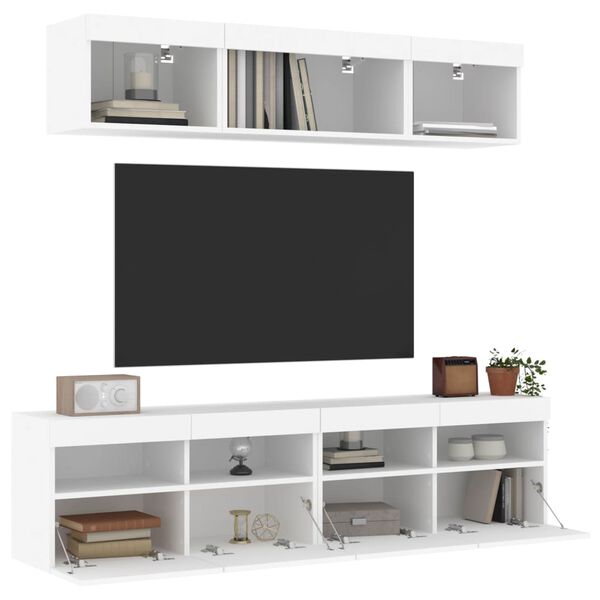 vidaXL 5 Piece TV Wall Units with LED White Engineered Wood