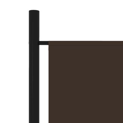 Close-up of left edge of panel with vertical post and black frame holding dark brown fabric.