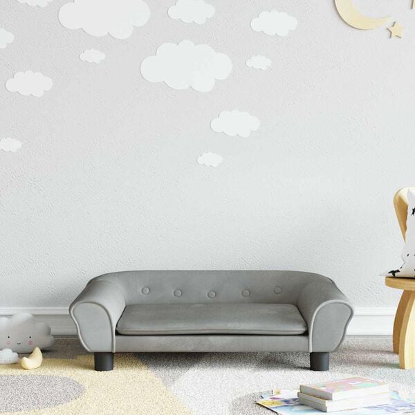 vidaXL Kids Sofa Light grey Velvet, solid pine wood Mini Durable