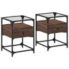 vidaXL Bedside Cabinet Set of 2 Brown Oak Engineered Wood, Steel, Glass