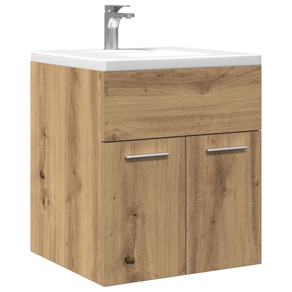 vidaXL Bathroom Sink Cabinet Artisan Oak Engineered Wood, Iron
