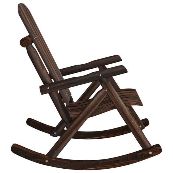 vidaXL Garden Rocking Chair Burned Wood Finish Solid Spruce Wood Standard
