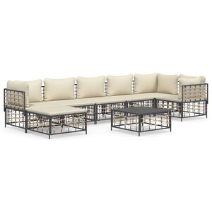 vidaXL Garden Lounge Set Anthracite Poly Rattan Large Modular