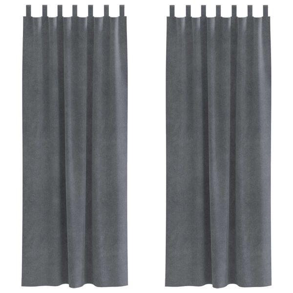 vidaXL Blackout Curtains 2 pcs Light Grey 55.12 x 96.46 in Velvet